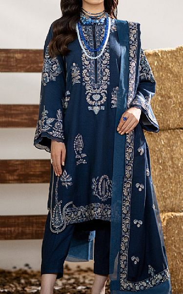 Maryum N Maria Blue Zodiac Leather Suit | Pakistani Winter Dresses- Image 1