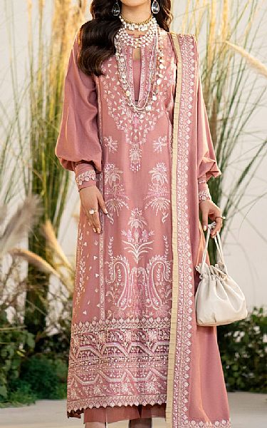 Maryum N Maria Tea Pink Leather Suit | Pakistani Winter Dresses- Image 1