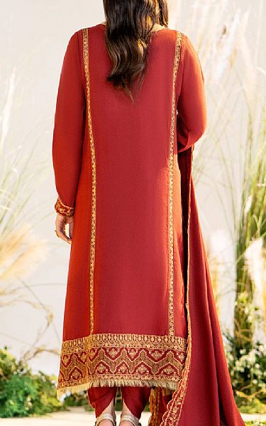Maryum N Maria Red Leather Suit | Pakistani Winter Dresses- Image 2