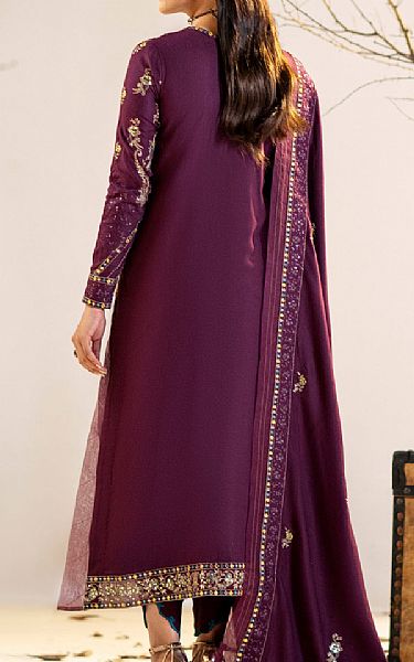 Maryum N Maria Egg Plant Leather Suit | Pakistani Winter Dresses- Image 2