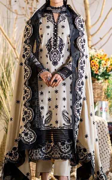 Maryum N Maria Pastel Grey Leather Suit | Pakistani Winter Dresses- Image 1