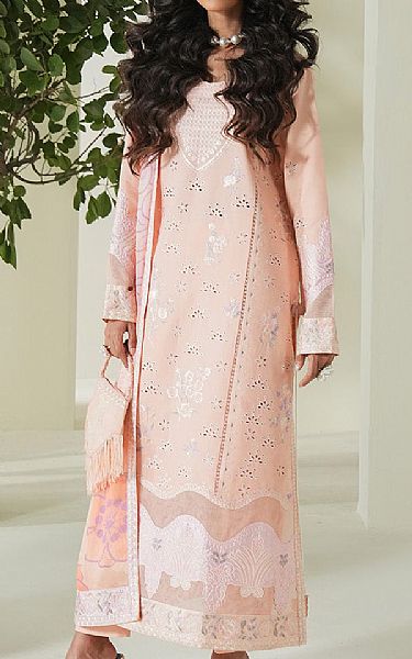 Maryum N Maria Peach Lawn Suit | Pakistani Lawn Dress in USA- Image 1