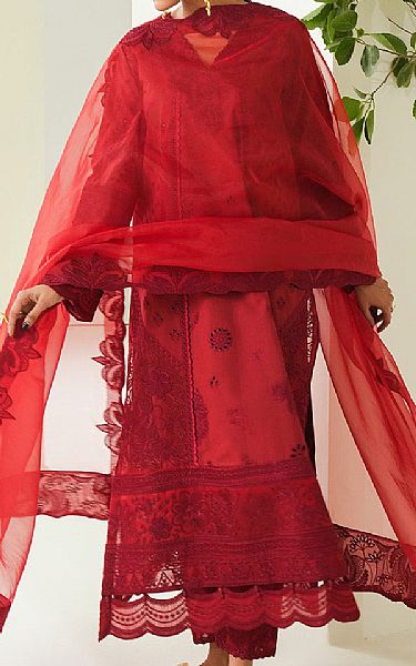 Maryum N Maria Cornell Red Lawn Suit | Pakistani Lawn Dress in USA- Image 1