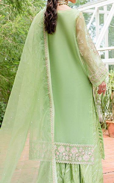 Maryum N Maria Pastel Green Organza Suit | Pakistani Embroidered Chiffon Dresses- Image 2