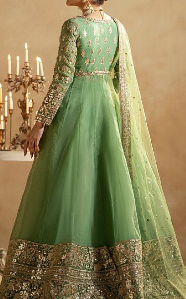 Maryum N Maria Light Green Organza Suit | Pakistani Embroidered Chiffon Dresses- Image 2