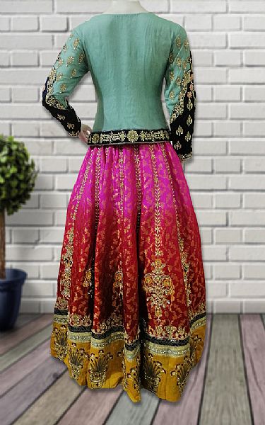  Green/Red Chiffon Suit | Pakistani Wedding Dresses- Image 2