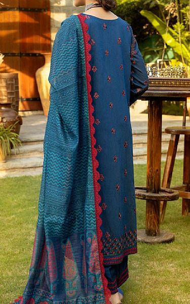Mohagni Denim Blue Cotton Silk Suit | Pakistani Dresses in USA- Image 2