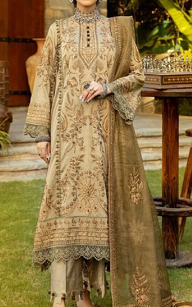 Mohagni Cream Cotton Silk Suit | Pakistani Dresses in USA- Image 1