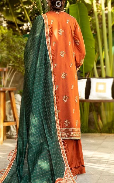 Mohagni Safety Orange Cotton Silk Suit | Pakistani Winter Dresses- Image 2