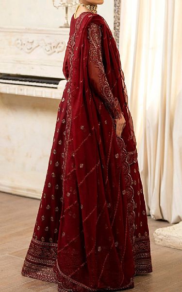 Mohagni Maroon Chiffon Suit | Pakistani Embroidered Chiffon Dresses- Image 2
