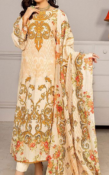 Mohagni Off-white Khaddar Suit | Pakistani Dresses in USA- Image 1