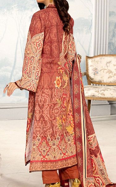 Pastel Red Khaddar Suit | Mohagni Pakistani Winter Dresses