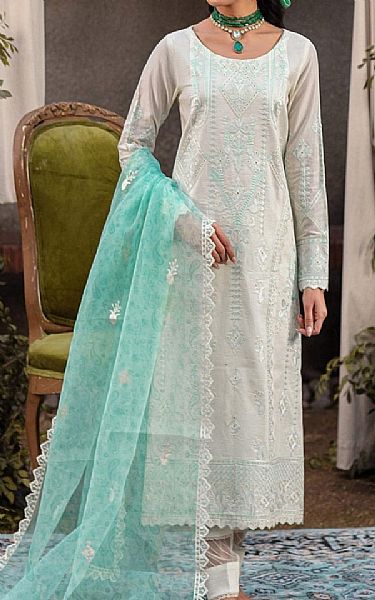 Mohagni Ash White Lawn Suit | Pakistani Lawn Suits- Image 1