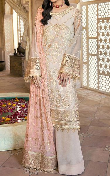 Mohagni Off-white Chiffon Suit | Pakistani Dresses in USA- Image 1