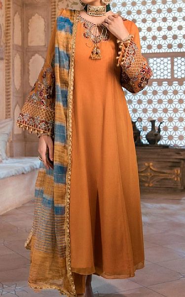 Mohagni Rust Chiffon Suit | Pakistani Dresses in USA- Image 1