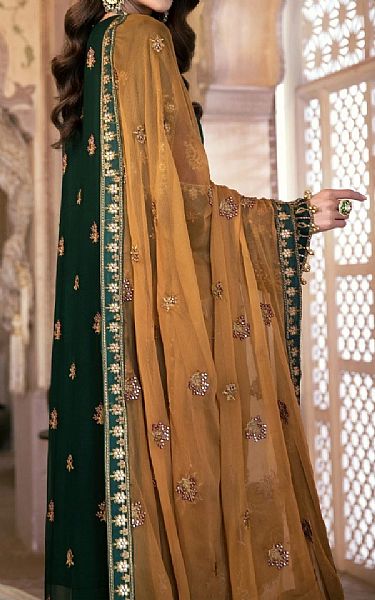 Mohagni Dark Green Chiffon Suit | Pakistani Dresses in USA- Image 2