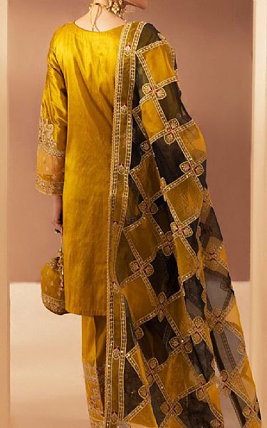 Mohagni Olive Raw Silk Suit | Pakistani Embroidered Chiffon Dresses USA- Image 2