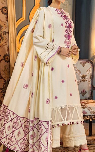 Off-white Dhanak Suit | Mohagni Pakistani Winter Dresses