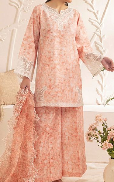 Mohagni Peach Lawn Suit | Pakistani Lawn Dress in USA- Image 1