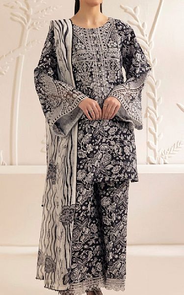 Mohagni Black/Off White Lawn Suit | Pakistani Lawn Dress in USA- Image 1