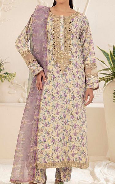 Mohagni Cream Lawn Suit | Pakistani Lawn Dress in USA- Image 1