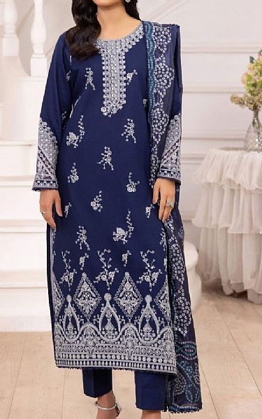 Mohagni Navy Blue Lawn Suit | Pakistani Lawn Dress in USA- Image 1