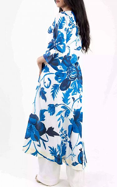 Mor To Go Blue Floral Long | Pakistani Pret Wear Clothing by Mor To Go- Image 2
