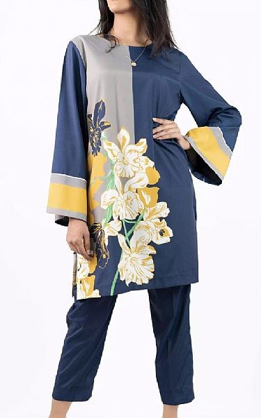 Mor To Go Color Block Blue | Pakistani Pret Wear Clothing by Mor To Go- Image 1
