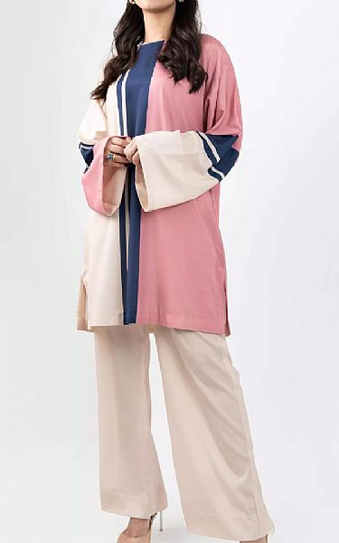 Mor To Go Color Block Pink | Pakistani Pret Wear Clothing by Mor To Go- Image 1