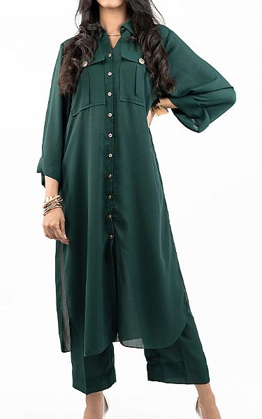 Mor To Go Green Retro | Pakistani Pret Wear Clothing by Mor To Go- Image 1