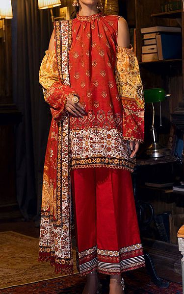 Motifz Red Khaddar Suit | Pakistani Dresses in USA- Image 1