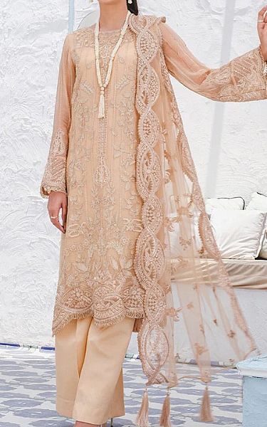 Motifz Beige Crinkle Chiffon Suit | Pakistani Dresses in USA- Image 1