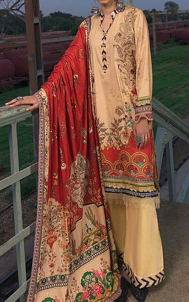 Motifz Tan Linen Suit | Pakistani Dresses in USA- Image 1