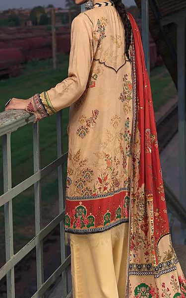 Motifz Tan Linen Suit | Pakistani Dresses in USA- Image 2