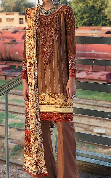 Motifz Brown Linen Suit | Pakistani Dresses in USA- Image 1