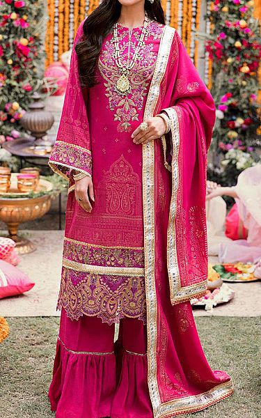Motifz Magenta Jacquard Suit | Pakistani Dresses in USA- Image 1