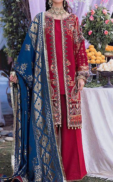 Motifz Crimson Jacquard Suit | Pakistani Dresses in USA- Image 1