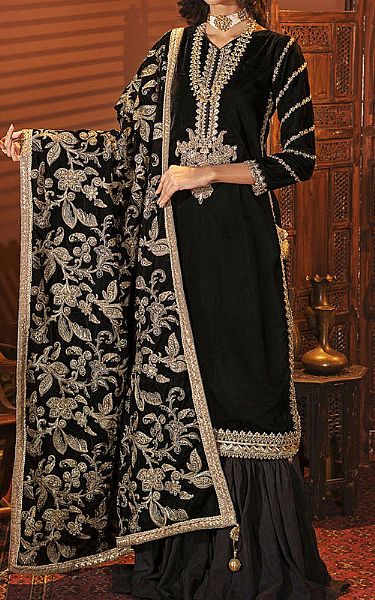 Motifz Black Velvet Suit | Pakistani Dresses in USA- Image 1