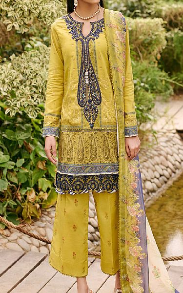 Motifz Motifz Lemon Green Lawn Suit | Pakistani Lawn Suits- Image 1
