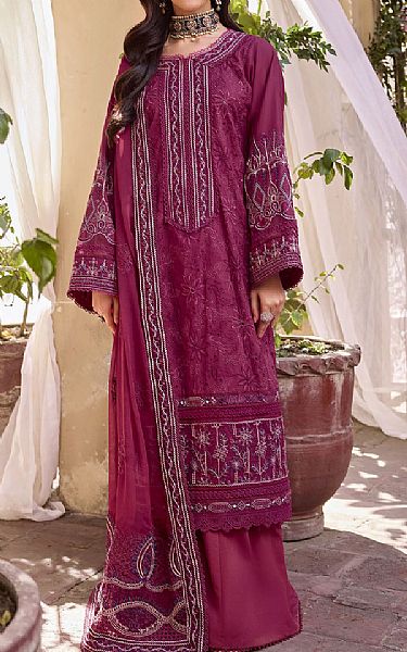 Motifz Egg Plant Lawn Suit | Pakistani Lawn Suits- Image 1