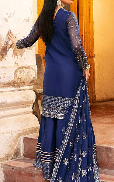 Motifz Royal Blue Organza Suit | Pakistani Embroidered Chiffon Dresses USA- Image 2