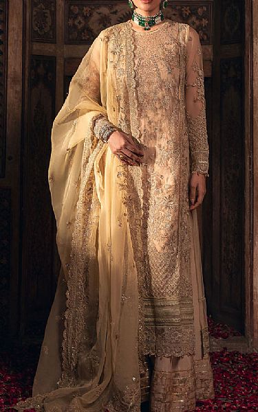 Motifz Peach Net Suit | Pakistani Embroidered Chiffon Dresses USA- Image 1