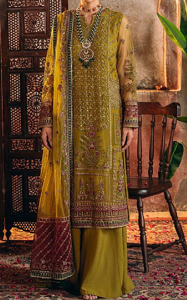 Motifz Reef Gold Net Suit | Pakistani Embroidered Chiffon Dresses USA- Image 1