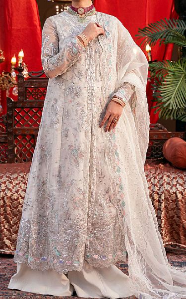 Motifz Off-white Organza Suit | Pakistani Embroidered Chiffon Dresses USA- Image 1