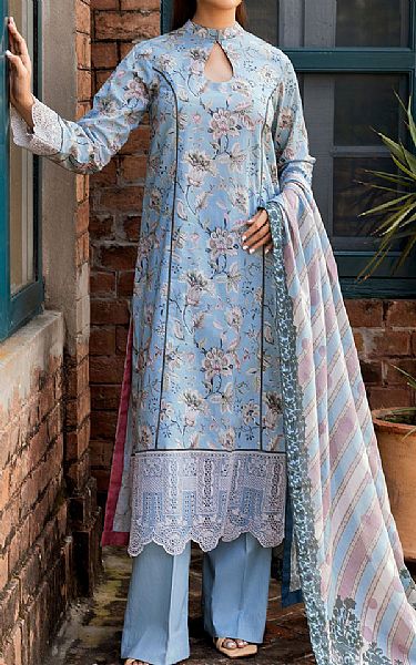 Motifz Baby Blue Cambric Suit | Pakistani Winter Dresses in USA- Image 1