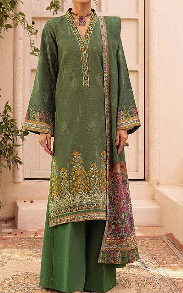 Motifz Fern Green Khaddar Suit | Pakistani Winter Dresses in USA- Image 1