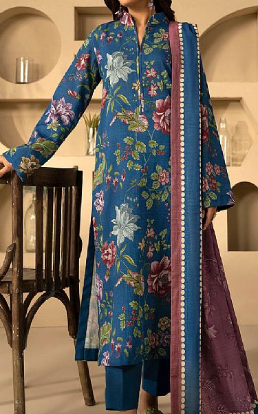 Motifz Denim Blue Khaddar Suit | Pakistani Winter Dresses in USA- Image 1