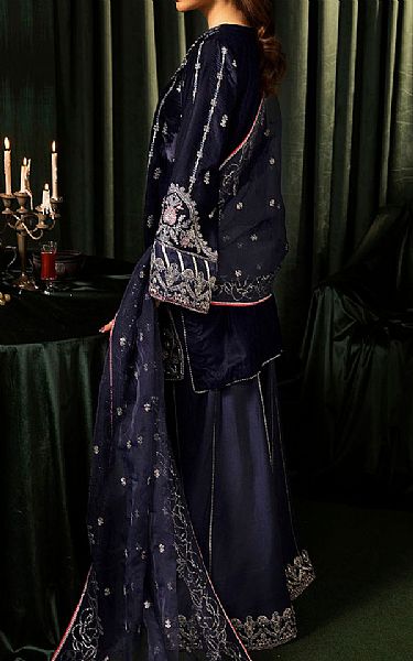 Motifz Dark Blue Velvet Suit | Pakistani Winter Dresses in USA- Image 2