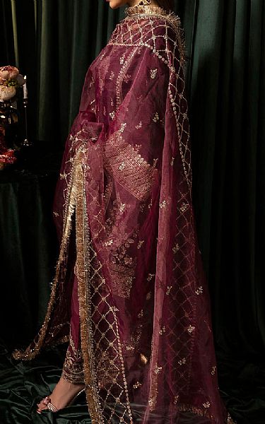 Motifz Wine Velvet Suit | Pakistani Winter Dresses in USA- Image 2