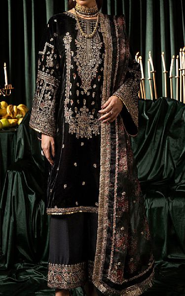 Motifz Black Velvet Suit | Pakistani Winter Dresses in USA- Image 1